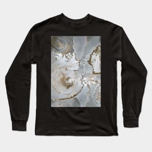 Abstract White and Gold Peonies Long Sleeve T-Shirt